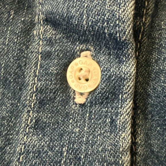 Vintage Gap Shirt Mens Large Blue Denim Button‎ Down Grunge Casual 90s Y2K - Picture 5 of 14